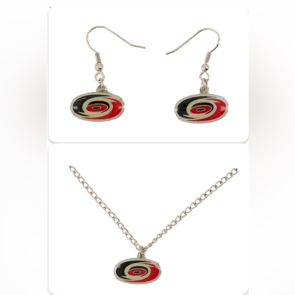Carolina Hurricanes Earrings and Necklace Set - Brand New - NHL Licensed